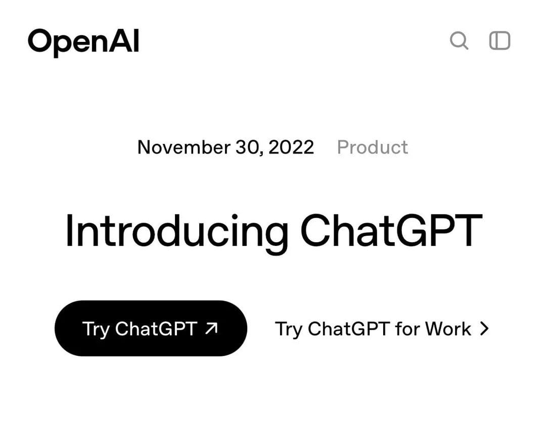 Screenshot announcing ChatGPT